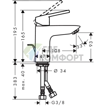 Смеситель для раковины Hansgrohe Logis Loop, 1 отв., с донным клапаном, хром (71151000) - фото 2