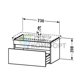Тумба под раковину DURAVIT DURASTYLE подвесная, 730х448х398 мм, цвет Графит матовый (DS638104949) - фото 2