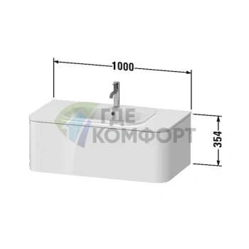 Тумба подвесная Duravit Happy D.2 Plus 1000 мм с 1 ящиком, цвет stone grey satin matt (HP495109292) - фото 2