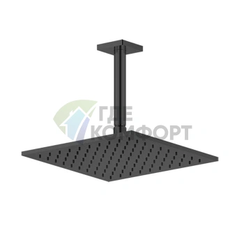 Потолочная душевая головка GESSI Rilievo 250x250 мм, длина 105-1855 мм под заказ, цвет Nero XL (59159#299) - фото 1