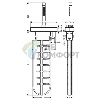 Душевой набор AX Edge с функцией 2jet для установки на край ванны в цвете полированное красное золото (46470300) - фото 2