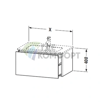База под раковину Duravit XSquare 1010x478x400 мм с выдвижным ящиком, цвет графит матовый (XS407304949) - фото 2