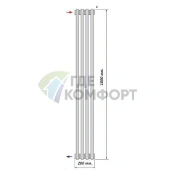 Радиатор стальной трубчатый Purmo Delta Laserline MR 2180 1800х200 4 секции с нижней подводкой - фото 3