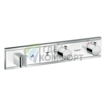 Встраиваемый термостат для душа Hansgrohe RainSelect на 2 источника с держателем, белый/хром (15355400) - фото 1