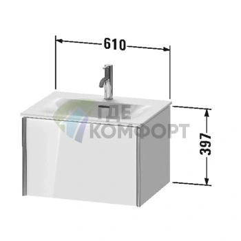 Подвесная тумба Duravit XViu 610x800x480 мм для раковины, цвет walnut dark/черный матовый (XV40320B221) - фото 2