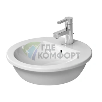 Раковина Duravit Darling New 470 мм белая шлифованная с креплением и полкой под смеситель (497470000) - фото 1