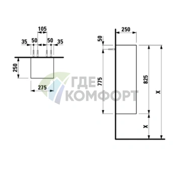 Подвесной шкаф Laufen Palomba 275x250x825 мм, белый матовый (4.0670.1.180.220.1) - фото 2