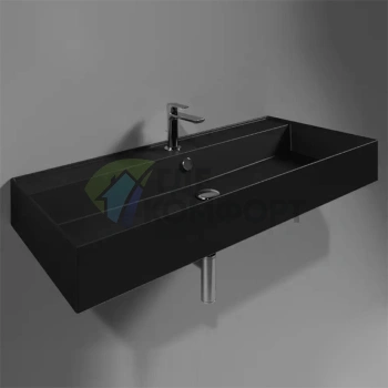 Подвесная раковина SIMAS AGILE 101x46 см, черный матовый, с переливом - фото 1