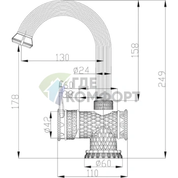 Смеситель Zorg Antic A 411U-BR для раковины с высоким изливом и матовым черным покрытием - фото 2