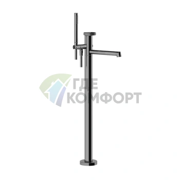 Напольный смеситель для ванной GESSI Anello Black Metal Brushed PVD (без картриджа) (63328#707) - фото 1