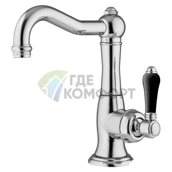 Однорычажный смеситель для раковины Nicolazzi Ceramica Nera с донным клапаном: черные керамические ручки, хром (3452CR76BC) - фото 1