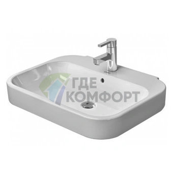 Раковина DURAVIT Happy D2 60x47.5 см белая с отверстием под смеситель (2316600000) - фото 1