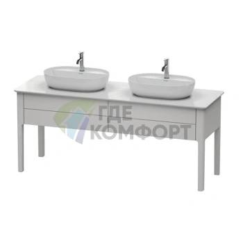 База напольная Duravit Luv для двух раковин с двумя выдвижными ящиками, 743x1788x570 мм, цвет скандинавский белый шелковисто-матовый (LU9562B3939) - фото 1