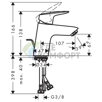 Смеситель для раковины Hansgrohe Logis 70 см, хром (71170000) - фото 2