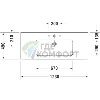 Раковина Duravit ME by Starck для мебели 123×49 см Белый (2336120000) - фото 2