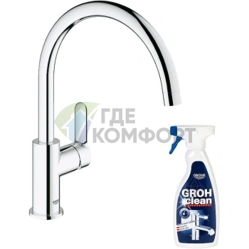 Смеситель Grohe BauEdge для кухни + очиститель Grohclean — готовый комплект - фото 1