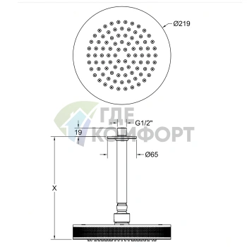 Потолочная душевая головка GESSI INCISO с регулируемой длиной, цвет Finox (58188#149) - фото 2