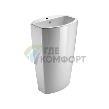 Напольная раковина GSI Norm 56x40h85 с переливом, отверстием под смеситель и сливом в стену, белая - фото 1