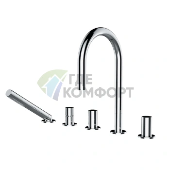 Смеситель для ванны Laufen Kartell с ручным душем, на 5 отверстий, хром (3.2233.5.004.282.1) - фото 1