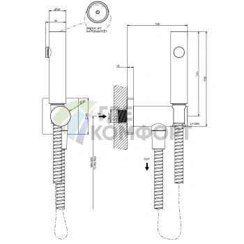 Гигиенический душ GESSI Rilievo настенный, 1/2, хром (59151#031) - фото 2