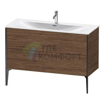 Подвесная тумба Duravit XViu для раковины, 2 ящика, цвет walnut dark/черный матовый, 591x1210x480 мм (XV43040B221) - фото 1