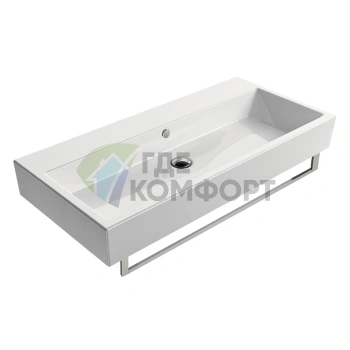 Раковина GSI Kube 100x47 белая с переливом, без отверстия под смеситель - фото 1