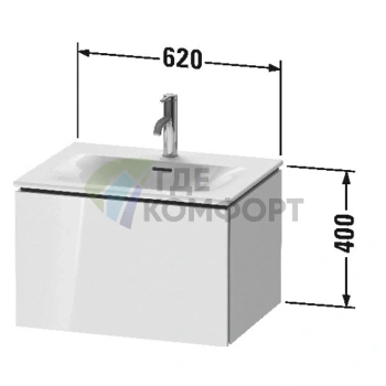 Тумба подвесная Duravit L-Cube White High Gloss 400x620x481 мм (LC613502222) - фото 2