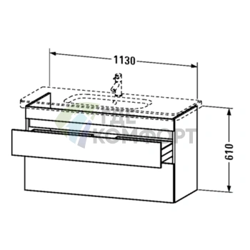 Подвесная тумба DuraStyle DURAVIT 1130 мм, 2 ящика, цвет темный каштан (DS649505353) - фото 2