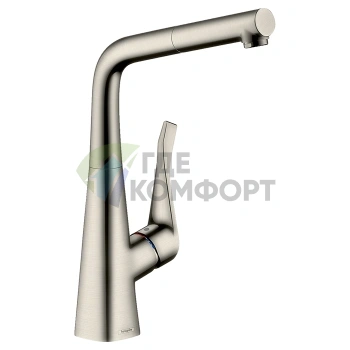 Многофункциональный кухонный смеситель Hansgrohe Metris M71 с вытяжным душем (73812800) - фото 1