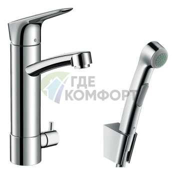 Набор для биде Hansgrohe Logis: смеситель для раковины и душ бидетте, хром (31515000) - фото 1