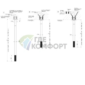 GESSI INCISO Излив потолочный для удаленного управления, длина 150-1900 мм, цвет Nero XL (58299#299) - фото 2