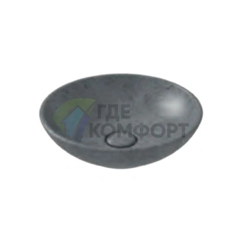 Раковина накладная круглая Globo Le Pietre 40×14 см с донным клапаном, цвет Peperino grigio (LAT41.PG)
