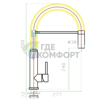 Смеситель Zorg Inox Master для кухни с высоким изливом - фото 2