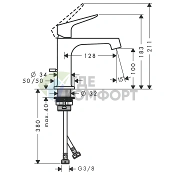 Смеситель для раковины AX Citterio M в цвете шлифованный черный хром (34010340) - фото 2