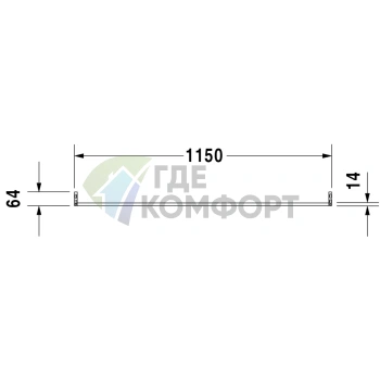 Полотенцесушитель Duravit D-Code квадратный 1150 мм хром (30331000) - фото 2