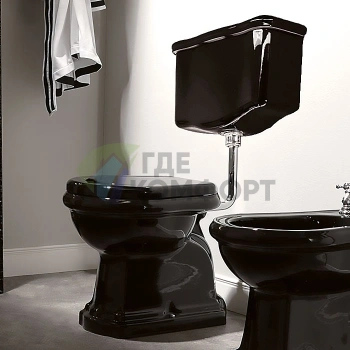 Подвесной бачок для унитаза KERASAN Retro 1010/1011, черный глянец (108204 nero) - фото 1
