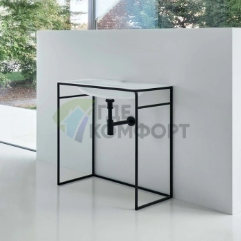 Раковина BETTE LUX SHAPE на каркас 100x495x9 см белая без отверстия под смеситель и перелива с черной рамой (Q012-815) - фото 1