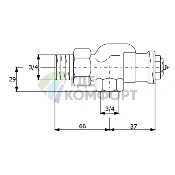 Клапан термостатический Oventrop A 3/4 (DN 20) M30x1-5 1181406 соосный - фото 2
