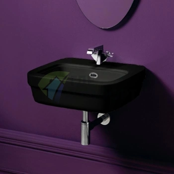Раковина SIMAS Evolution 53x45 см с отверстием под смеситель черного цвета - фото 1