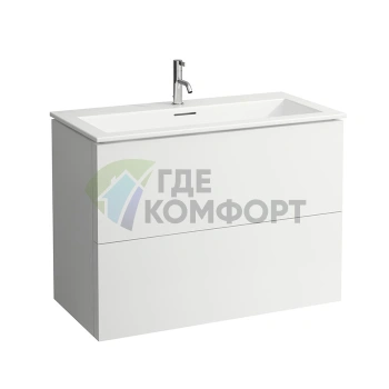 Тумба с керамической раковиной Laufen Kartell белая 1000×500×725 мм с 2 ящиками (8.6033.7.640.104.1) - фото 1