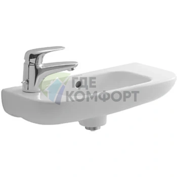 Раковина Duravit D-Code белая с переливом и отверстием под смеситель справа 500x220 мм (7065000082) - фото 1