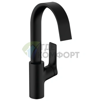 Смеситель для раковины Hansgrohe Vivenis однорычажный с поворотным изливом и донным клапаном, черный матовый (75030670) - фото 1