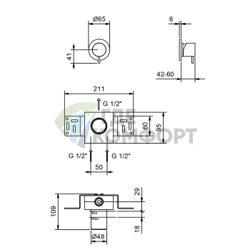 Смеситель для душа Fantini Fontane Bianche встраиваемый, цвет Matt Gun Metal PVD (47 P5 P063B) - фото 2