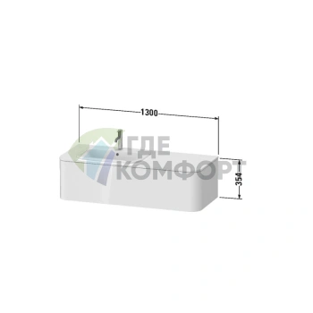 Тумба подвесная Duravit Happy D.2 Plus 354x1300x550, 1 ящик, Stone Grey Satin Matt (HP4952M9292) - фото 2
