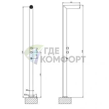 GESSI OUTDOOR Напольная душевая стойка для улицы на 2 выхода, цвет Black XL (63203#299) - фото 2