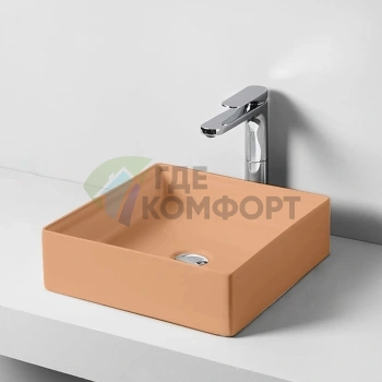 Раковина накладная Artceram Scalino 38x38 см без отверстия, цвет arancio cammeo (SCL001 13 00) - фото 1