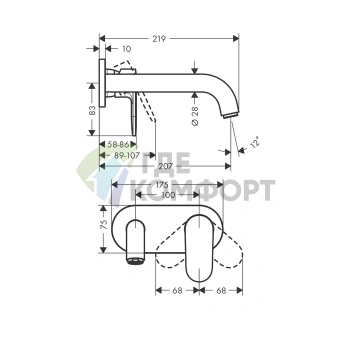 Смеситель для раковины Hansgrohe Vernis Shape встраиваемый, хром (71578000) - фото 2