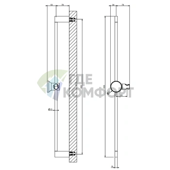 Душевая штанга GESSI ORIGINI 835 мм, цвет Finox Brushed Nickel (66144#149) - фото 2