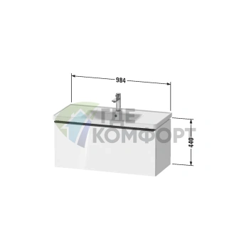 Подвесная тумбочка Duravit D-Neo с 1 ящиком, белый высокоглянцевый (DE425602222) - фото 2