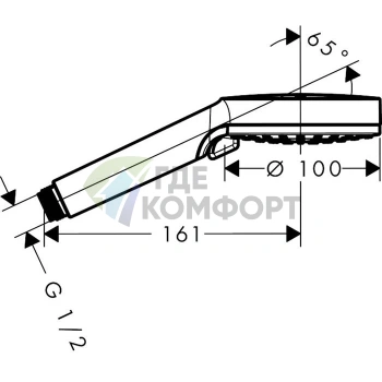 Ручной душ HG Crometta Vario: 2 режима струи Rain и IntenseRain, белый/хром (26336400) - фото 2